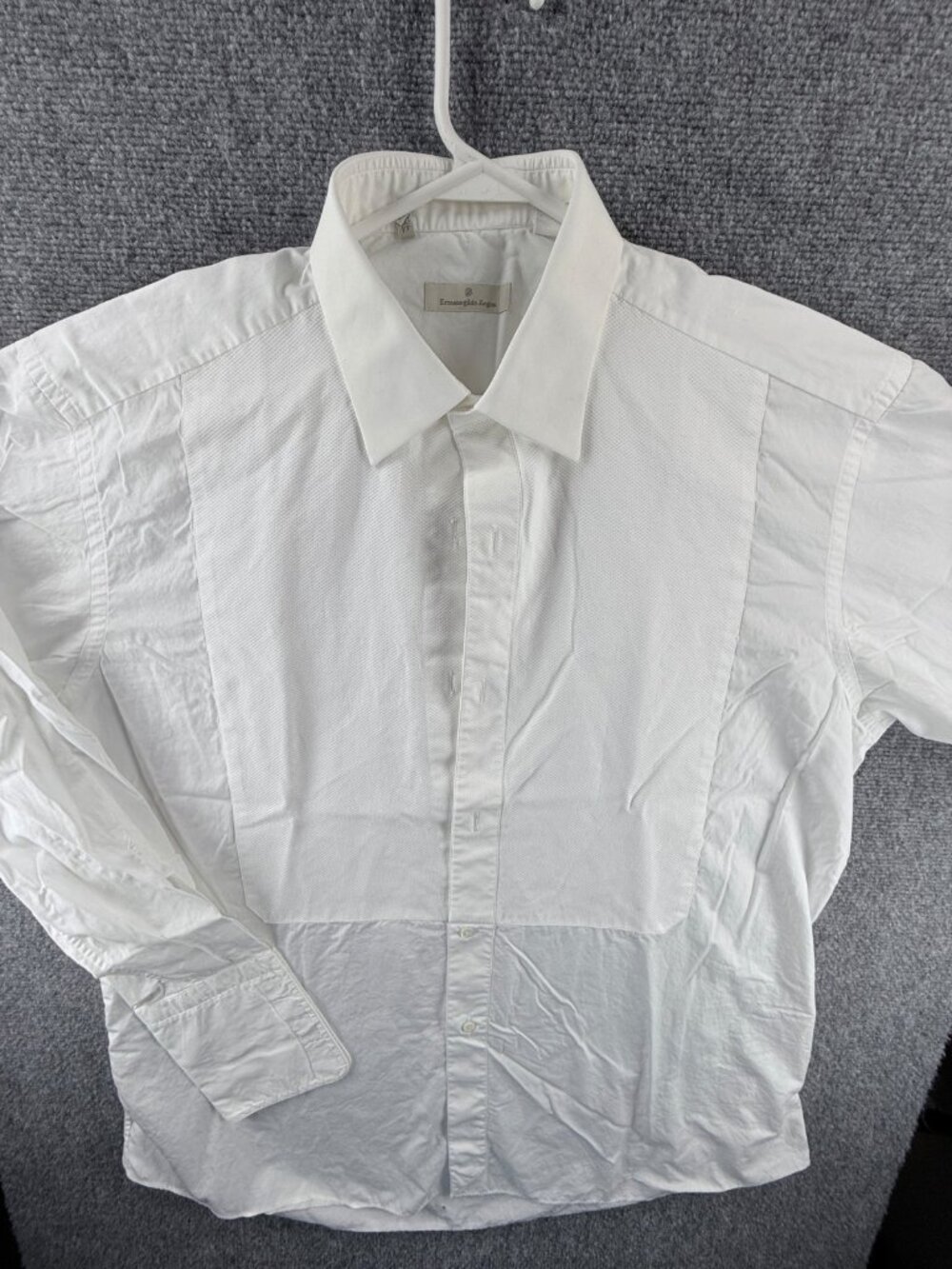 Ermenegildo Zegna Formal French Cuff 17.5 White Shirt Luxury Solid Long Sleeve